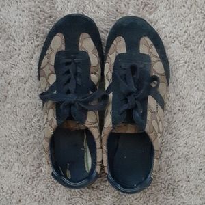 Light brown and navy coach shoes